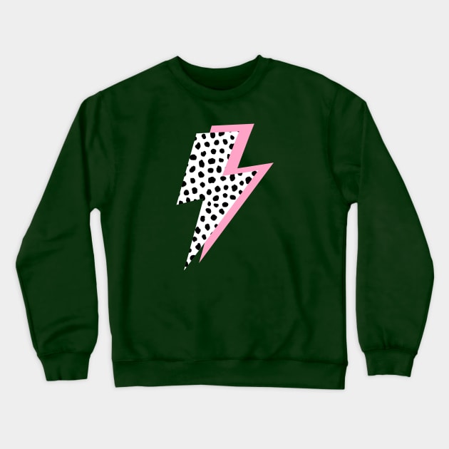 Dalmatian Lightning Bolt and Pink Crewneck Sweatshirt by OneThreeSix